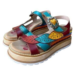 Women’s Spring Step L’Artiste Irvetta Multi Leather Platform Sandal Size 38 7.5